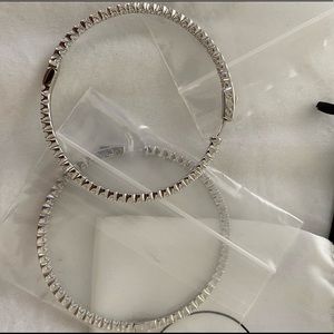 Never worn faux diamond hoops